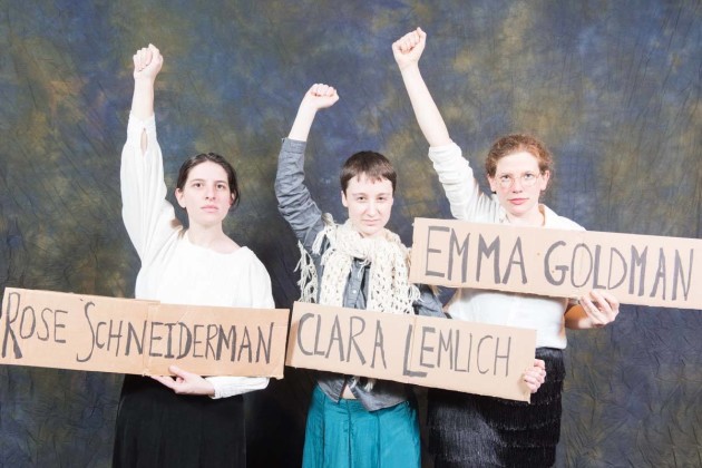 Haley Kossek, center, as Clara Lemlich. Photo credit: Derek Kouyoumijan