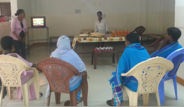 This is a photo of one of the nurses and the fistula patients in her group, taken at the final group meeting, which is a celebration. 