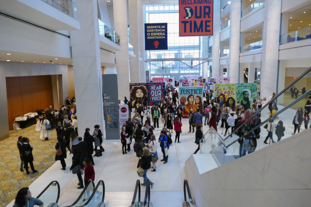 Cobo Hall was where the  welcome reception "Art of the Resistance" was held. It also contained the Woman’s Market, an art gallery, social justice city, and Oxfam refugee road. 