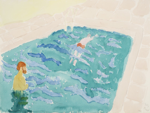 Sally Michel.Swimming Lesson, 1987, Watercolor on paper