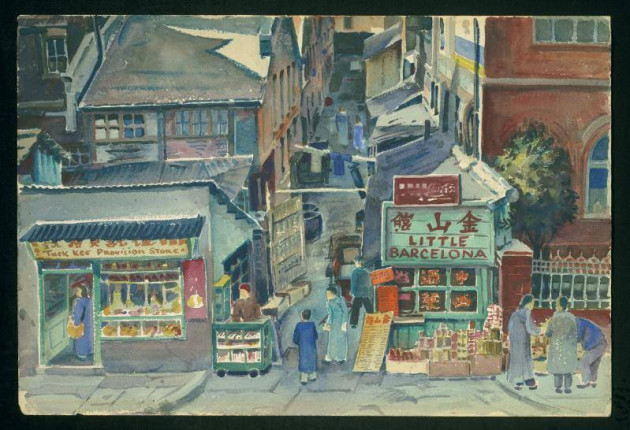 “Shanghai Street Scene” by David Ludwig Bloch, 1949 Art in Exile, Leo Baeck Institute