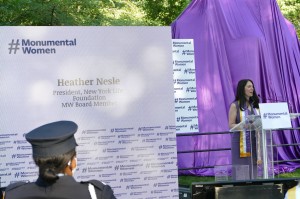 In the summer of 2016, Heather was on maternity leave when she read about the Central Park effort and vowed to be part of it. As president of New York Life Foundation, her company, agreed to support the project with a $500,000 challenge grant, to make the statue a reality. “This generous contribution was in no small part, due to the company’s relationship with Susan B. Anthony.” Nettle explains, “Anthony was one of our first female policy owners. Her father and brother-in-law were agents of the company, and she used cash value of her policy to actually get the first women admitted to University of Rochester.” A few months after she joined Monumental Women, Nettle would cast her vote for first female candidate to run for president Hillary Rodham Clinton.